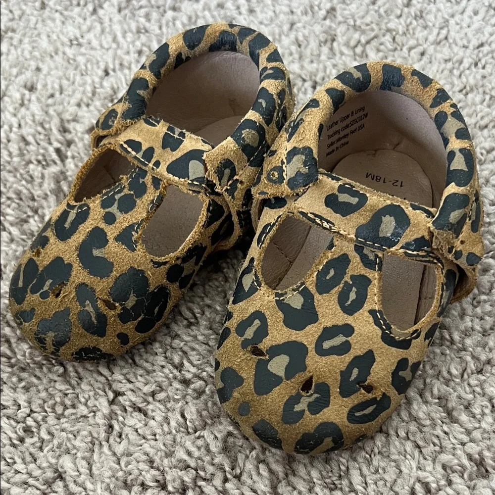 Monkey Feet Cheetah Print Mary Jane Moccasin Baby Walkers Shoes